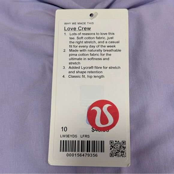 NWT Sz 10 LOVE CREW Curved-Hem Crewneck T-Shirt - Lavender Frost LFRS Lululemon - Picture 10 of 10
